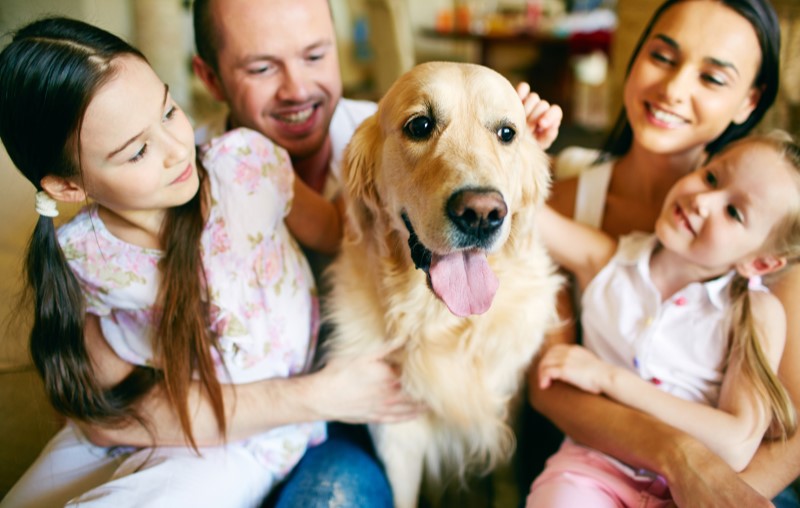 Direitos e deveres dos moradores em condomínio | Foto de uma família feliz com um cachorro | Estilo de vida | Blog Alea